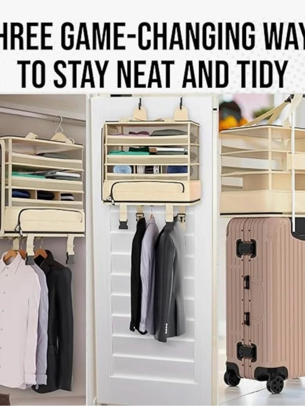VOYAJ Hanging Suitcase Organizer Travel Carry on Closet Suitcase, Wrinkle Free